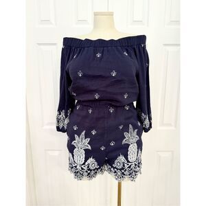 FARM Rio Navy Off-Shoulder Jumpsuit